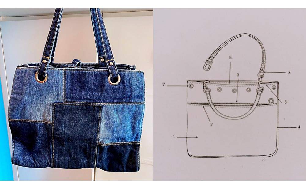 KOMELY HANDBAG ADULT CRAFT CLASSES –Sewing instructions      Of Denim Tote